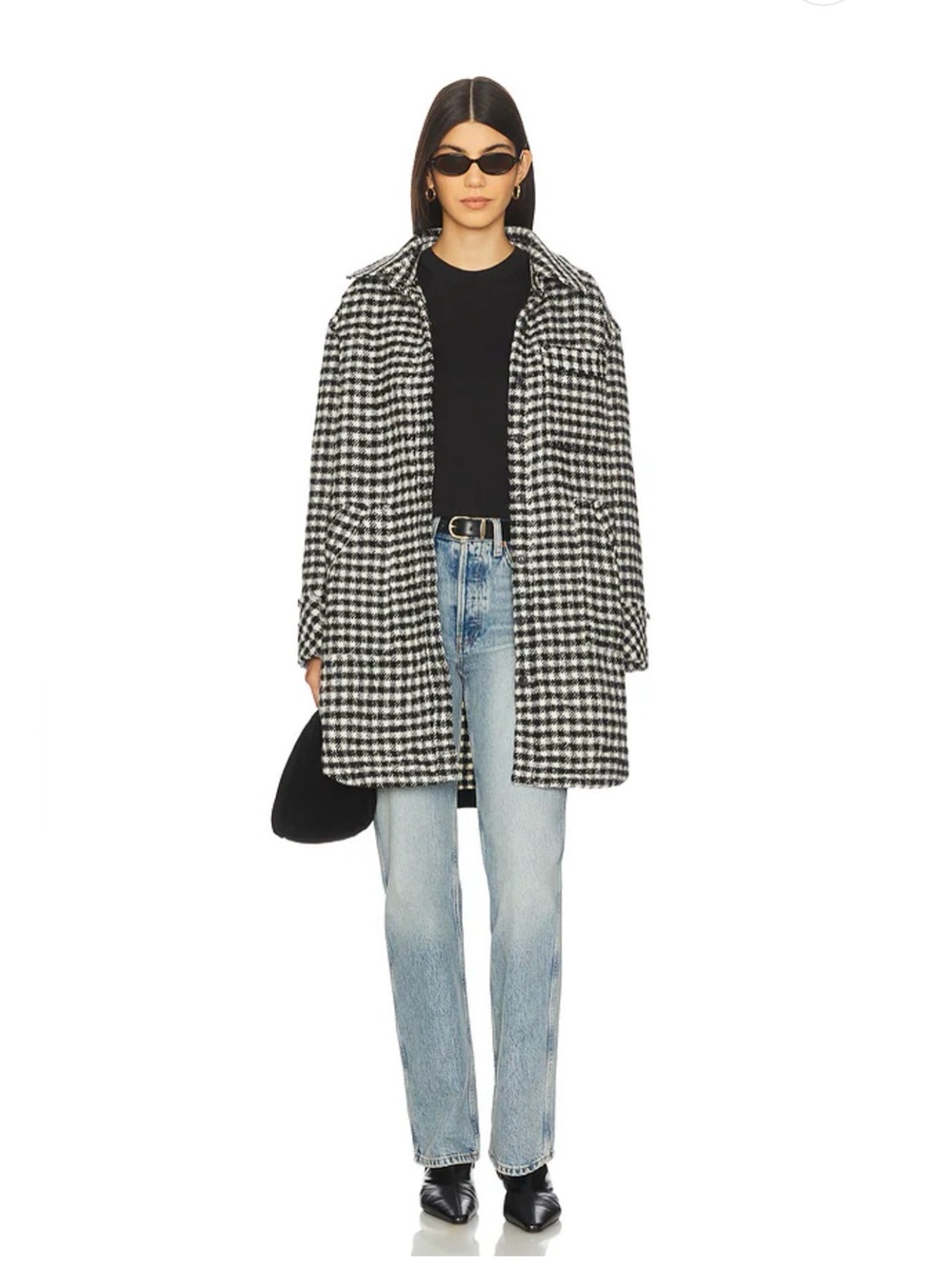 FREE PEOPLE, WE THE FREE Get Around Houndstooth Shirt in Black+White